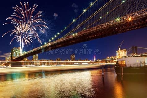 Amazing Celebration Fireworks New York City Brooklyn Bridge and ...