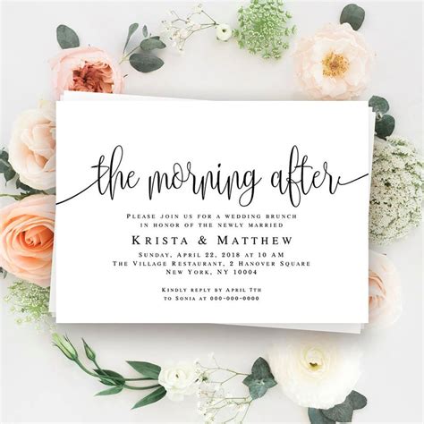 Morning after wedding brunch invitations Post wedding brunch | Etsy