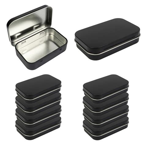 10 Pack Metal Rectangular Empty Hinged Tins Box Containers 3.75 by 2.45 ...