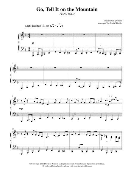 Go, Tell It On The Mountain (Jazz Piano) By Traditional Spiritual - Digital Sheet Music For ...