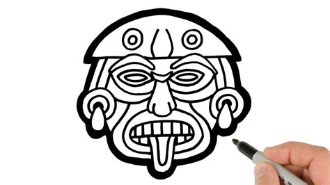 How to Draw Aztec Mask | Native Americans Mask Drawing - YouTube