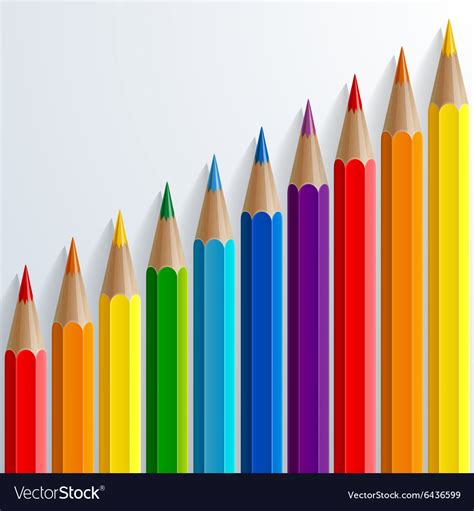 Infographic rainbow color pencils with realistic Vector Image