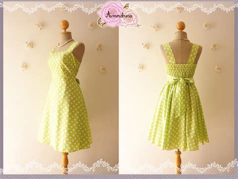 Lime Green Summer Dress Bridesmaid Dress Vintage Style Dress-size Xs,s ...