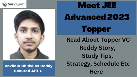 Who is VC Reddy? JEE Advanced Topper from IIT Hyderabad, Everything ...