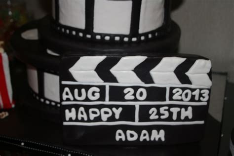 Director's board. Happy Birthday wish made from cake and fondant ...