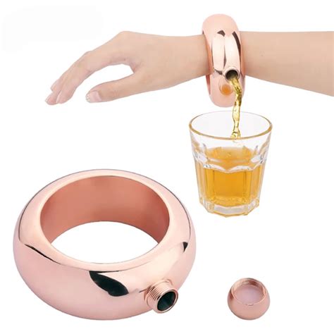 Portable Bangle Flask Stainless Steel Wine Hip Flask Bracelet Shape ...