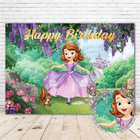 Buy YouRan Little Princess Sofia Backdrop Happy Birthday 7x5 Purple ...