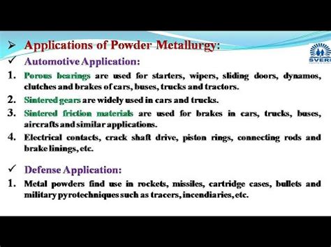 Advantages, Disadvantages and Applications of Powder Metallurgy - YouTube