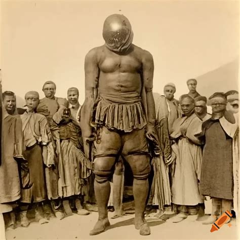 Vintage image of the giant of kandahar in a crowd on Craiyon