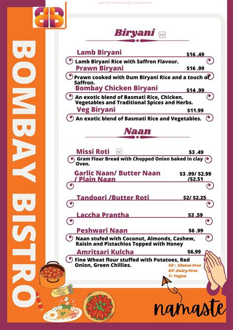 Menu at Bombay Bistro Pizza & Indian Cuisine Restaurant, Halifax