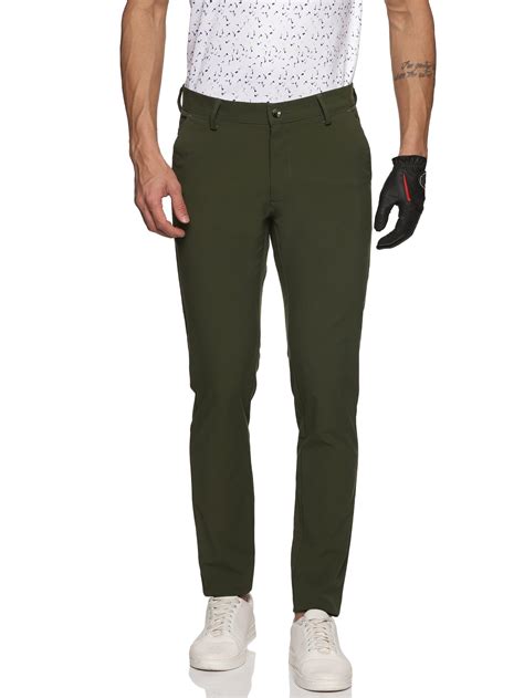 Men's Active Golf Trousers- Olive Green (Flexi Waist) - styzen.in