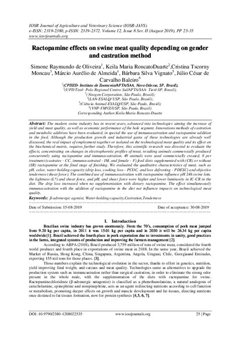 (PDF) Ractopamine effects on swine meat quality depending on gender and ...