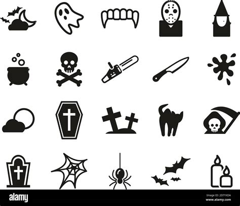 Horror Or Scary Icons Black & White Set Big Stock Vector Image & Art ...