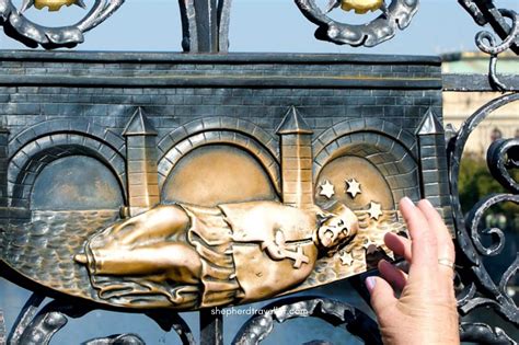 Charles bridge in Prague and its good luck statues