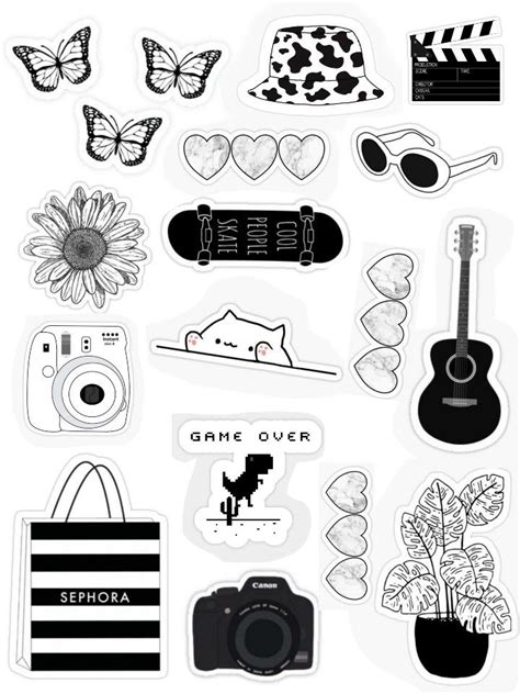 Black And White Journal Stickers Printable