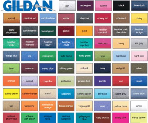 View 10 Gildan T Shirts Color Chart - pic-zit