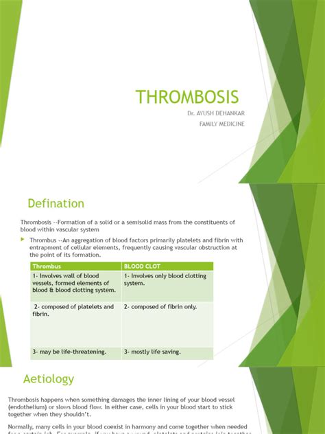 THROMBOSIS DR Ayush Dehankar | PDF