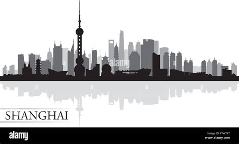 Shanghai city skyline silhouette background Stock Vector Image & Art ...