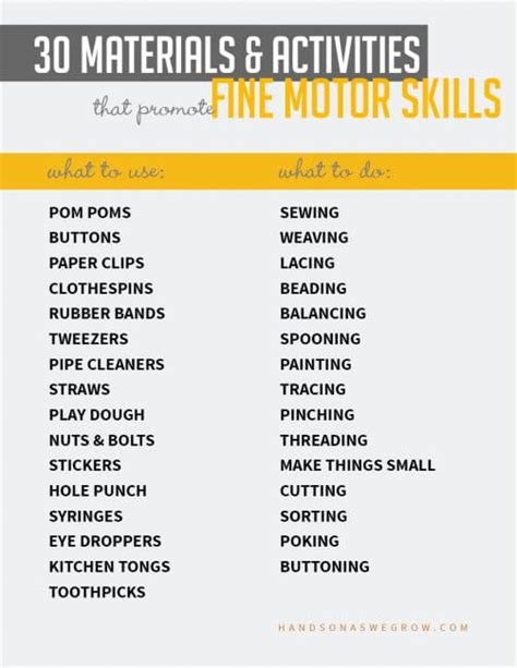 Promote Fine Motor Skills with 30 Materials & Activities | hands on : as we grow