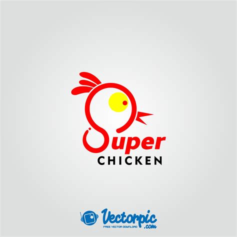 Super chicken logo design free vector