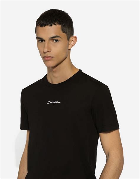 Cotton T-shirt with logo in Black for Men | Dolce&Gabbana® US