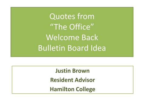 PPT - Quotes from “The Office” Welcome Back Bulletin Board Idea ...