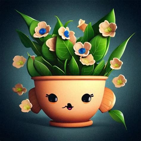 Ai Art Generator: ((Happy plants)) (in a pot with faces)) retro, detailed line art, high ...