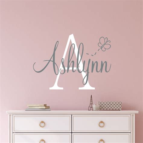 Personalized Name Butterfly Wall Decal Custom Name Butterfly Wall Sticker Vinyl Decal Monogram ...