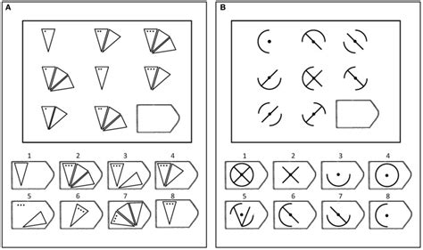 Two examples of matrices like those in the Raven's test. (A) Example of... | Download Scientific ...