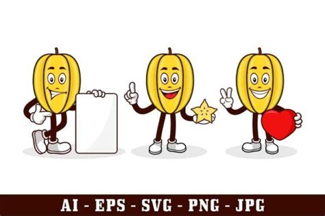 Star Fruit Cartoon Character Design Graphic by Kerja Serabutan · Creative Fabrica