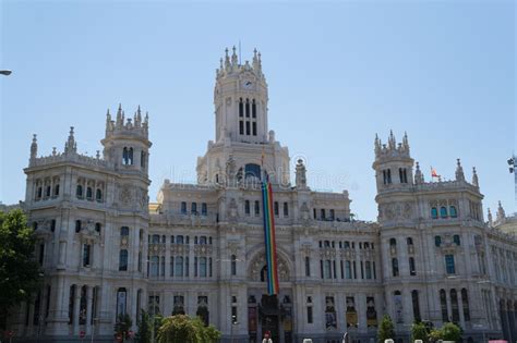 Gay Pride Flag at the City Hall of Madrid Stock Image - Image of ...