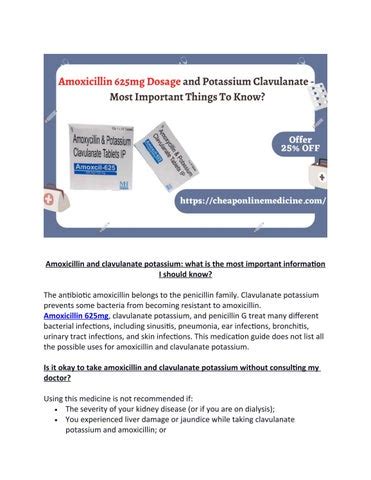 Amoxicillin 625mg Dosage and Clavulanate Potassium: Most Important ...