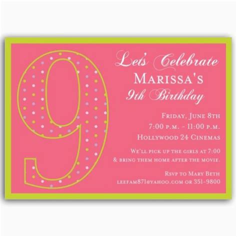 9th Birthday Invitation Wording | BirthdayBuzz