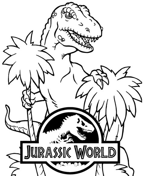 T-rex and Jurassic World logo | Dinosaur coloring pages, Jurassic park logo, Coloring pages