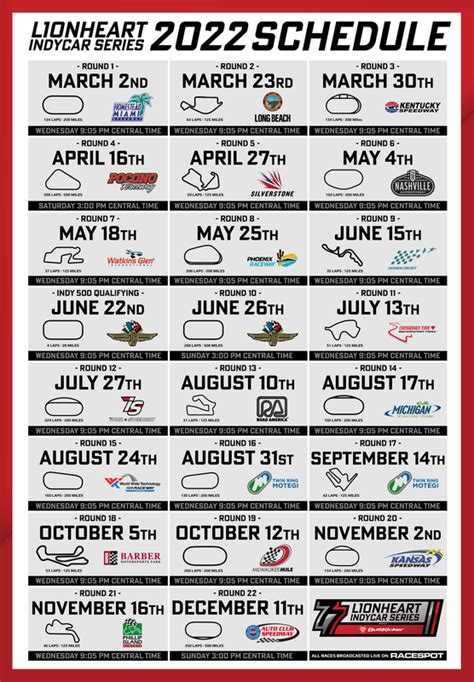 Indycar Calendar - Customize and Print