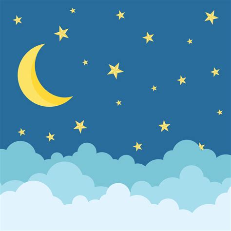 moon stars and clouds cartoon on blue background. 11892890 Vector Art at Vecteezy