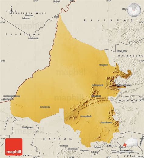 Physical Map of THABAZIMBI, shaded relief outside