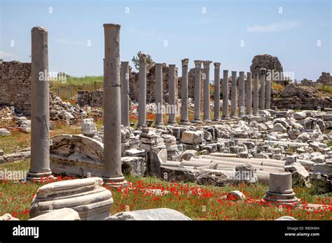 The ruins of the ancient city of Side in Turkey Antalya Stock Photo - Alamy