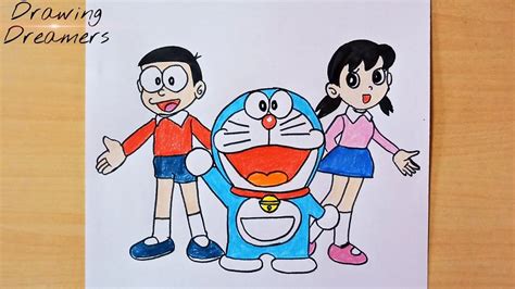 How To Draw Nobita Doraemon Shizuka Drawing Step By Step || Colour ...