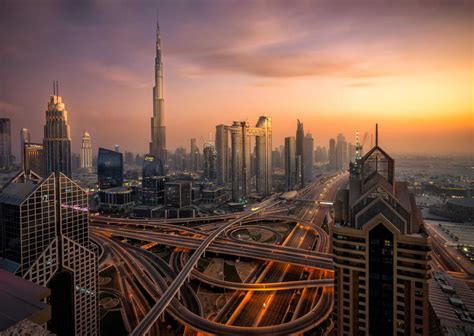 Dubai Skyline Sunset View