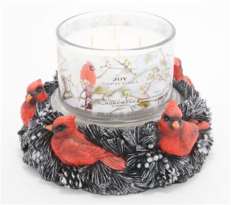 HomeWorx by Slatkin & Co. Cardinal Pedestal w/ 18oz Candle - QVC.com