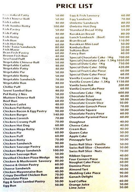 Perera And Sons Menu, Menu for Perera And Sons, Kollupitiya, Colombo 03 ...