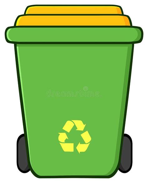 Green Recycle Bin Cartoon stock vector. Illustration of pollution ...