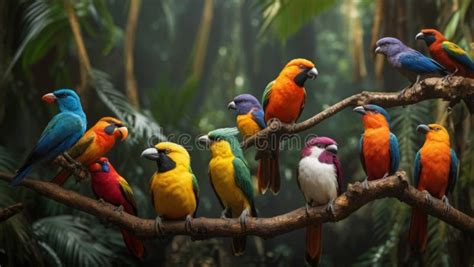 Diversity of Bird Species in a Tropical Rainforest Stock Illustration - Illustration of ...