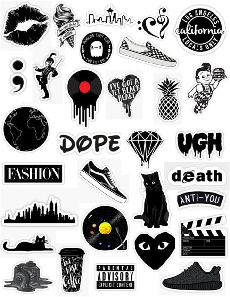 'Black Sticker Pack ' Sticker by Lauren53103 | Iphone case stickers, Tumblr stickers, Black stickers