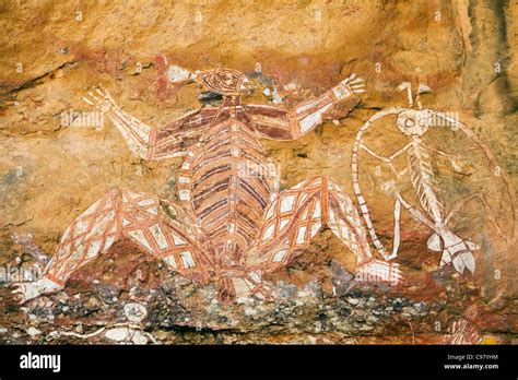 Indigenous rock art at Nourlangie. Kakadu National Park, Northern Territory, Australia Stock ...