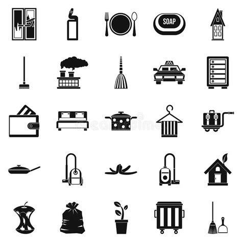 Clean Up Icons Set, Simple Style Stock Vector - Illustration of black, laundry: 97544386