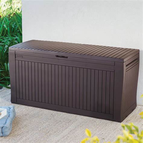 Comfy Wood effect Plastic Garden storage box | Departments | DIY at B&Q