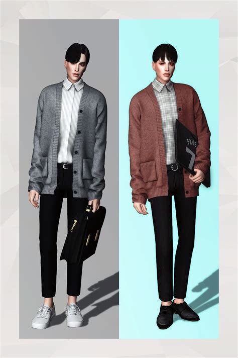 sims 4 cc // custom content male clothing // Cardigan with Shirt ...