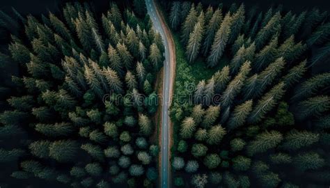 Road for a Car among the Forest, Top View. Stock Photo - Image of ...